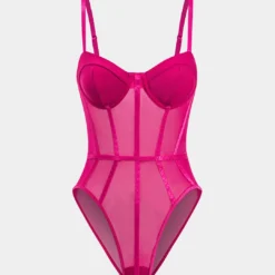 Sheer Mesh Bustier Sleeveless Bodysuit