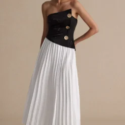 Solid Patchwork Pleated Asymmetrical Maxi Dress -Women's Clothing Store 00a2ac67 95ba 4ed0 86da 759fd255dae9