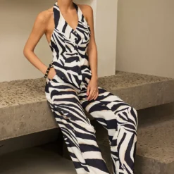 Contrast Stripe Print Trousers -Women's Clothing Store 0185d602 8318 4b70 bbce f537db35386d