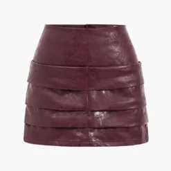 Faux Leather Ruched Detail Skirt
