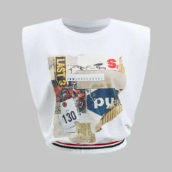 Car Letter Digital Pattern Print Sleeveless T-Shirt