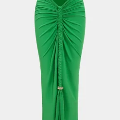 Metallic Decor Braided Ruched Skirt