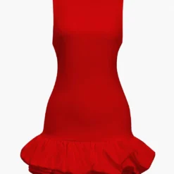 Solid Tank Ruffle Hem Mini Dress -Women's Clothing Store 024a82c4 420e 4848 9b9c b83dfdbc41b7