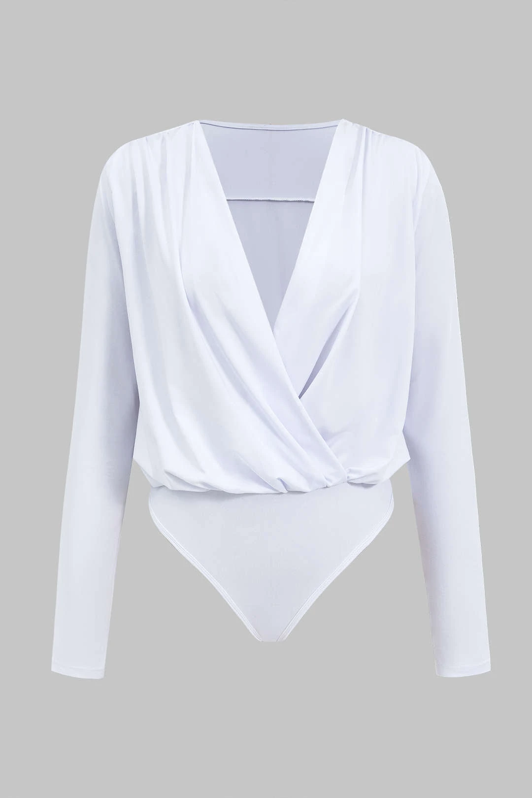 Ruched V-Neck Long Sleeve Bodysuit 3 Ruched V-Neck Long Sleeve Bodysuit - Image 3