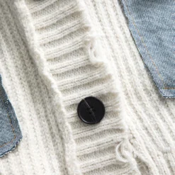 Knit Denim Patchwork Cardigan -Women's Clothing Store 02755ade cc42 40af 8d8e 6f26861e6dee