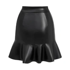 Faux Leather Button Scallop Edge Skirt -Women's Clothing Store 038c978a 445e 4ad0 ae81 b6cf7df519ff
