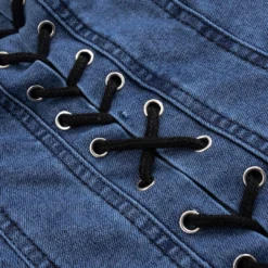 Denim Tie-Front Bustier Zipper Sleeveless Dress -Women's Clothing Store 04193a13 4fd5 48e6 ac22 d9170a931172