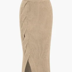 Crossed Sweater Asymmetrical Midi Skirt