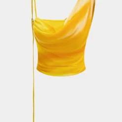 Ombre Mesh Asymmetrical Ruched Tank Top