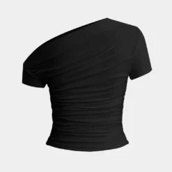 Basic Asymmetrical Ruched T-shirt -Women's Clothing Store 0571e9ee 1470 4f06 8030 842074b1f4fd