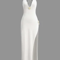 3D Floral V-Neck Backless Slit Maxi Dress -Women's Clothing Store 05b328eb 73fd 480e 9d49 747d1c47aef9