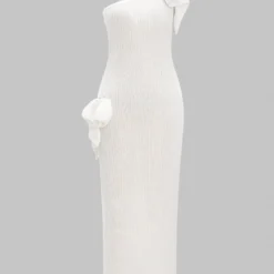 3D Floral Asymmetrical Sleeveless Maxi Dress