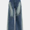 Denim Ripped Wide Leg Jeans