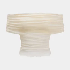 Mesh Off Shoulder Ruched Sheer T-Shirt -Women's Clothing Store 076389a8 2ecd 424b 9b0b 0c547432f21d