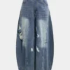 Denim Ripped Barrel Jeans