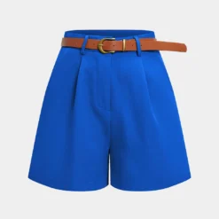 Belted Button Ruched Shorts -Women's Clothing Store 07c636e7 3fbb 4415 9400 46aa62011206