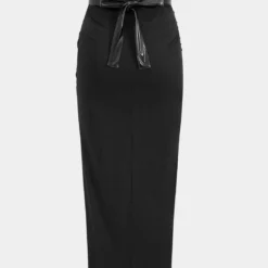 Faux Leather Patchwork Ruched Skirt -Women's Clothing Store 08511470 ac25 4994 8a47 865c5775a4cc