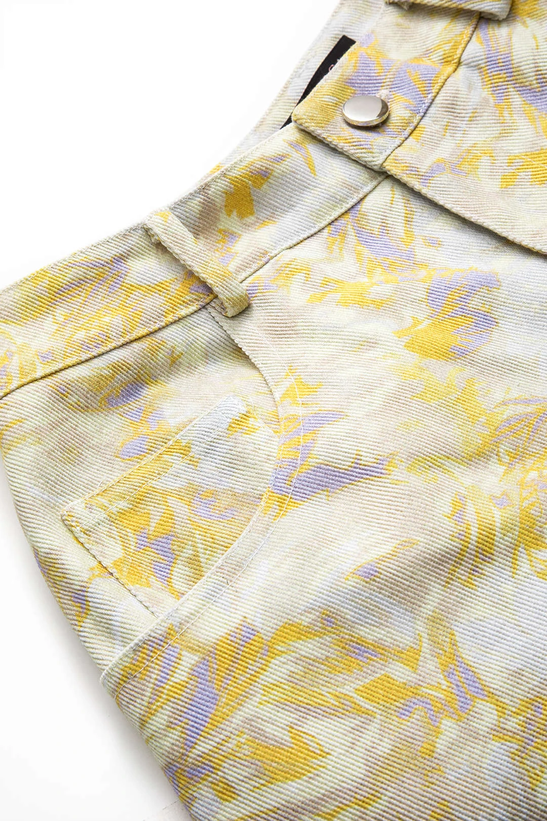 Abstract Print Denim Button Pocket Wide Leg Trousers 3 Abstract Print Denim Button Pocket Wide Leg Trousers - Image 3