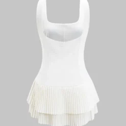 Solid Pleated Backless Mini Dress -Women's Clothing Store 08e6645c 2363 4809 b590 2edb15a8a912