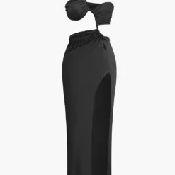 Asymmetrical Twist Ruched Slit One Shoulder Maxi Dress -Women's Clothing Store 091335c9 c5c5 4b93 b7b6 3f871ce6d474