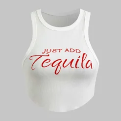 Letter Print Crop Tank Top