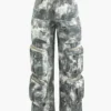 Tie Dye Multi Pocket Straight Leg Cargo Jeans