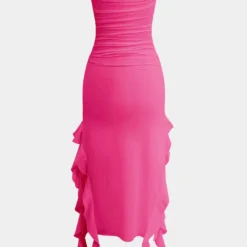 Solid Ruffle Hem Ruched Tube Maxi Dress -Women's Clothing Store 0a1d9240 9cd4 4dd9 9d74 c7afc5112818