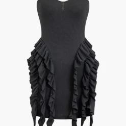 Solid Strapless Ruffle Mini Dress -Women's Clothing Store 0a783087 5199 437d 8db7 4be80da46fb3