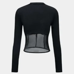 Mesh Patchwork Corset Round Neck Long-Sleeve Top -Women's Clothing Store 0b15f4ad 1f97 46f2 bed1 3ebc9e9b2d2d