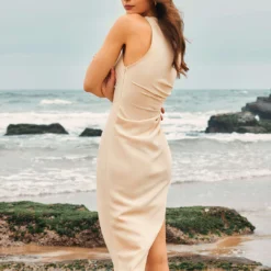 Ruched Sleeveless Asymmetric Hem Midi Dress -Women's Clothing Store 0b4e0b2d 660f 4e58 ae52 b80ea5a49793