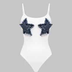 Patchwork Sleeveless Bodysuit