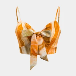 Tie Dye Print Tie Front Slip Cami Top