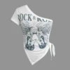 Guitar Print One Shoulder Knot Side Tank Top