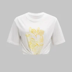Floral Print Embroidery Short Sleeve T-Shirt
