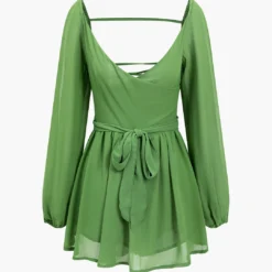 Solid Tie Back Braided Mini Dress