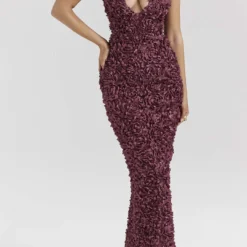 Appliques V-neck Slit Maxi Dress -Women's Clothing Store 0cf61c58 d94f 46c3 a7c5 d71f6c96ee0d