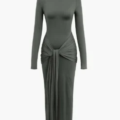 Wrap Ruched High Neck Long Sleeve Maxi Dress -Women's Clothing Store 0d6005b8 ec0e 4344 8ef9 099459d0a461