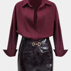 Faux Leather Metallic Patchwork Long Sleeve Mini Dress