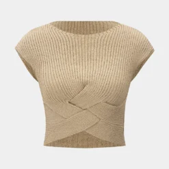 Knit Crossed Short-Sleeve Tank Top