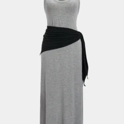 Tie-Up Ruched Sleeveless Maxi Dress
