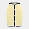 Knit Stripes Contrast Print Button Skirt