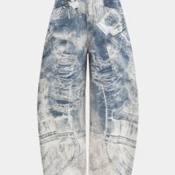 Ombre Print Wide Leg Barrel Trousers