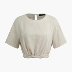 Linen Crop Short Sleeve Shirt
