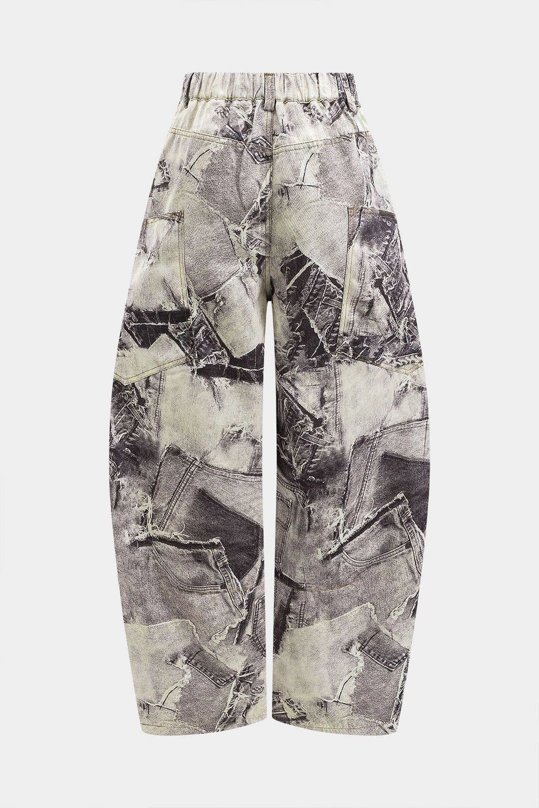 Abstract Print Buttoned Pocket Barrel Trousers 3 Abstract Print Buttoned Pocket Barrel Trousers - Image 3