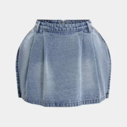 Denim Puff Hem Mini Skirt -Women's Clothing Store 10711f58 500c 42c8 b0e0 961a2b51df44