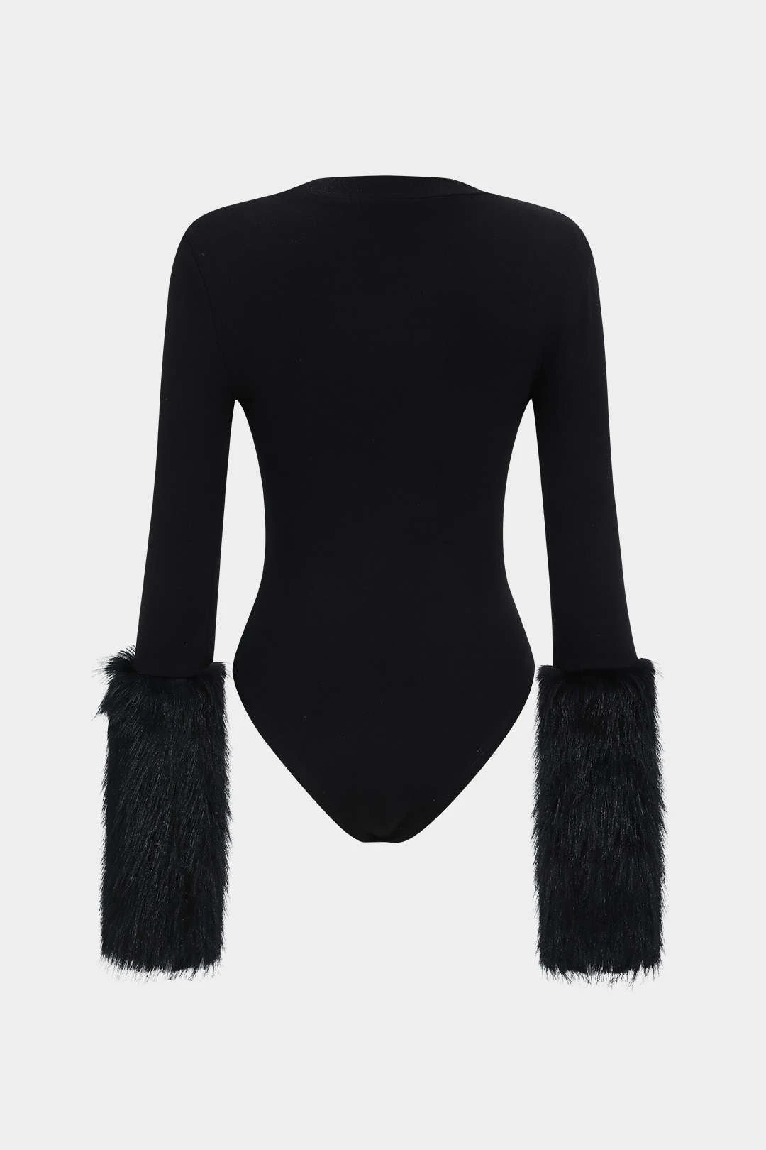 Patchwork Fur Long Sleeve Bodysuit 2 Patchwork Fur Long Sleeve Bodysuit - Image 2