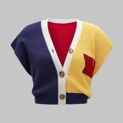 Knit Button Contrast Tank Top