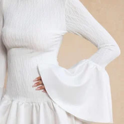 Textured Ruffle Long Sleeve Mini Dress -Women's Clothing Store 11c08d24 f3a9 4870 a5c2 34c981278922