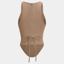 Zipper Tie-Up Corset Waist Tank Top -Women's Clothing Store 11def535 53c6 4758 a815 5ebacfb19092