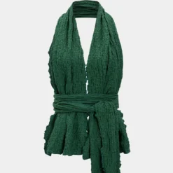 Backless Ribbed Tie-Front Cami Top